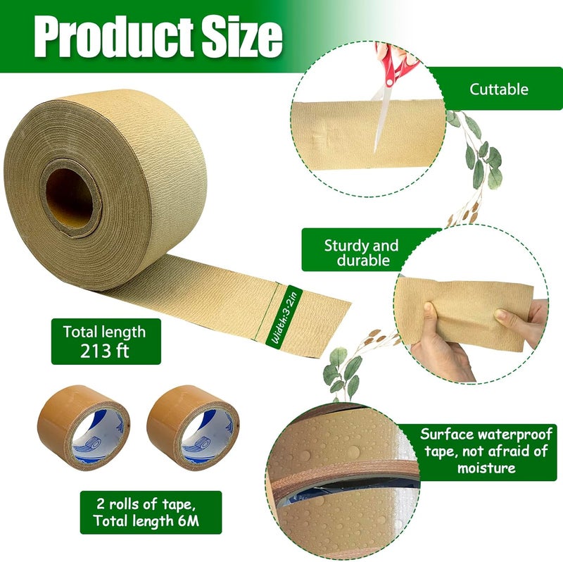 Vecacosic 213 Ft Paper Tree Wrap For Damaged Bark, Weather Resistant Tree Trunk Protectors Wraps To Protect Bark, Breathable Tree Bark Repair Wrap Bandage For Frost, Sun And Deer Animals, With Tape (3.93" Wide) - Image 2